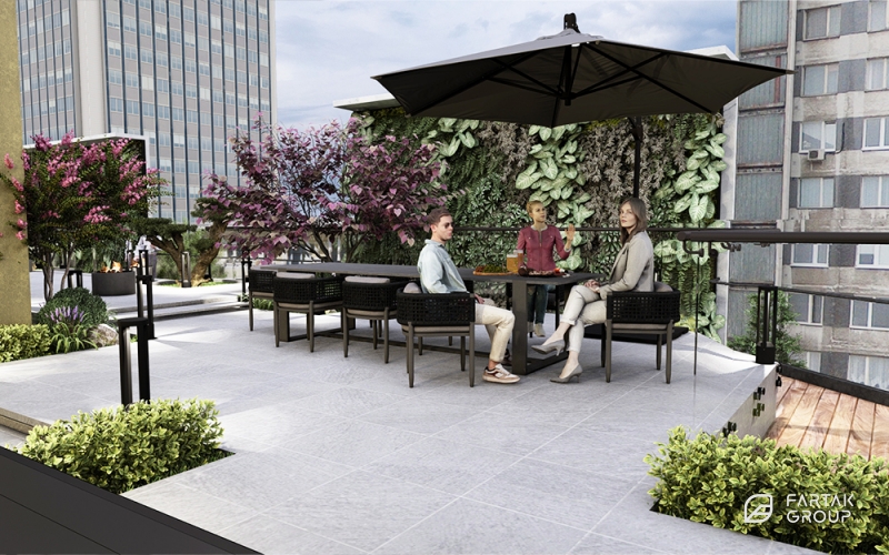 طراحی و اجرای روف گاردن پروژه مری رزیدنس