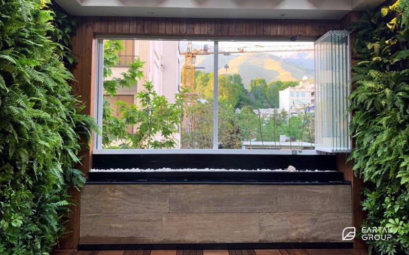 طراحی و اجرای دیوار سبز تراس گلستان